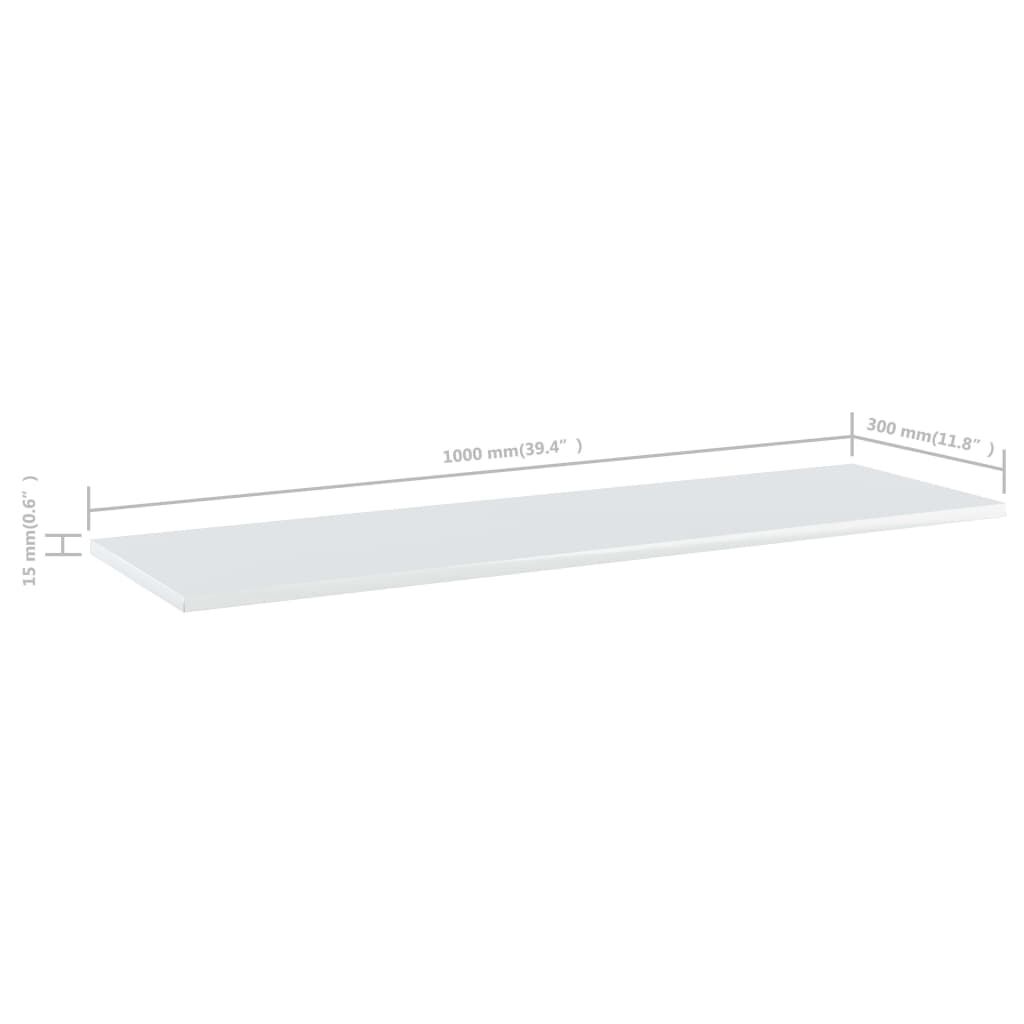 vidaXL Ράφια Βιβλιοθήκης 8 τεμ. Γυαλ. Λευκό 100x30x1,5 εκ. Μοριοσανίδα