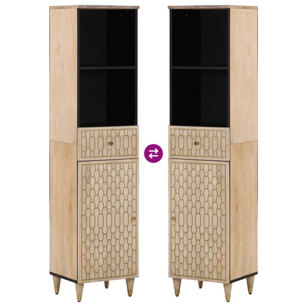 vidaXL Ντουλάπι Μπάνιου 38 x 33 x 160 εκ. από Μασίφ Ξύλο Μάνγκο
