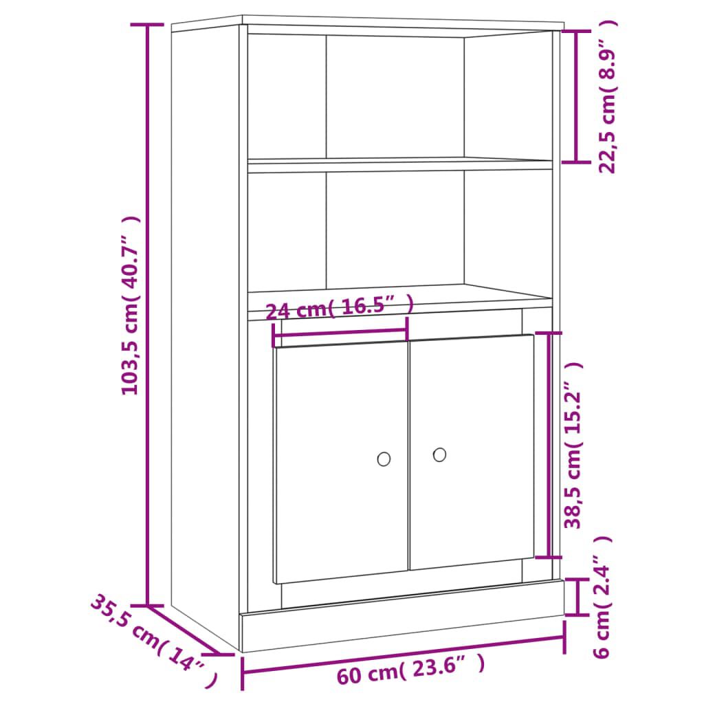 vidaXL Ντουλάπι Γκρι Σκυροδέματος 60x35,5x103,5 εκ. Επεξεργασμένο Ξύλο