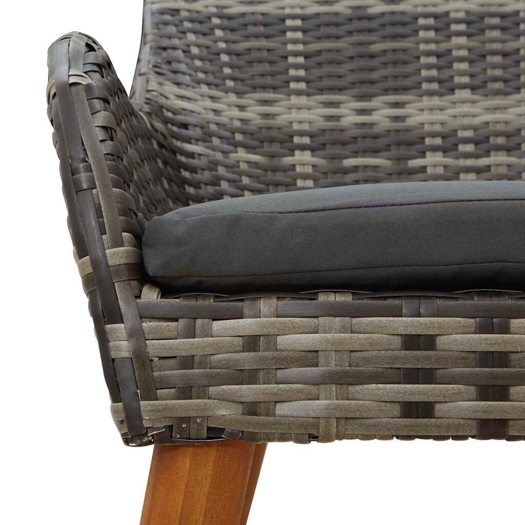 vidaXL Σέτ φαγητού για κήπο με μαξιλάρι 7 pcs Γκρι συνθετικό ρατάν