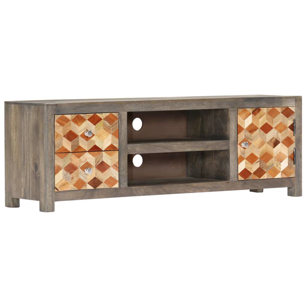 vidaXL Έπιπλο Τηλεόρασης Γκρι 120x30x40 εκ. από Μασίφ Ξύλο Μάνγκο