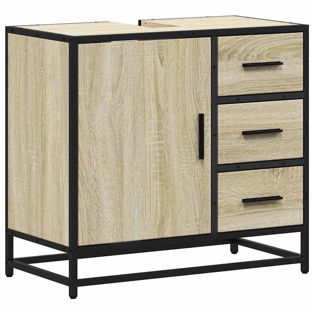 vidaXL Ντουλάπι Νιπτήρα Μπάνιου Sonoma Δρυς 65x33x60 εκ. Επεξ. Ξύλο