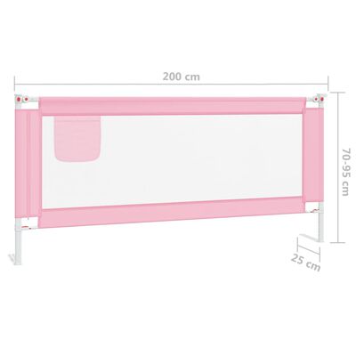 vidaXL Μπάρα Κρεβατιού Προστατευτική Ροζ 200 x 25 εκ. Υφασμάτινη
