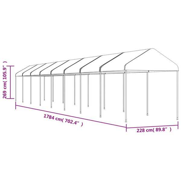 vidaXL Κιόσκι με Τέντα Λευκό 17,84 x 2,28 x 2,69 μ. από Πολυαιθυλένιο