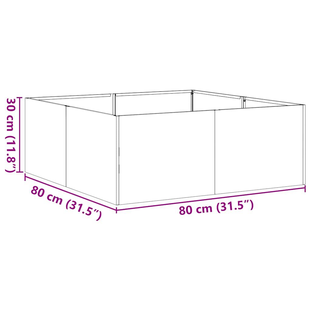 vidaXL Ζαρντινιέρα Σκουριασμένο 80x80x30εκ. Ατσάλι Σκληρυθέν στον Αέρα