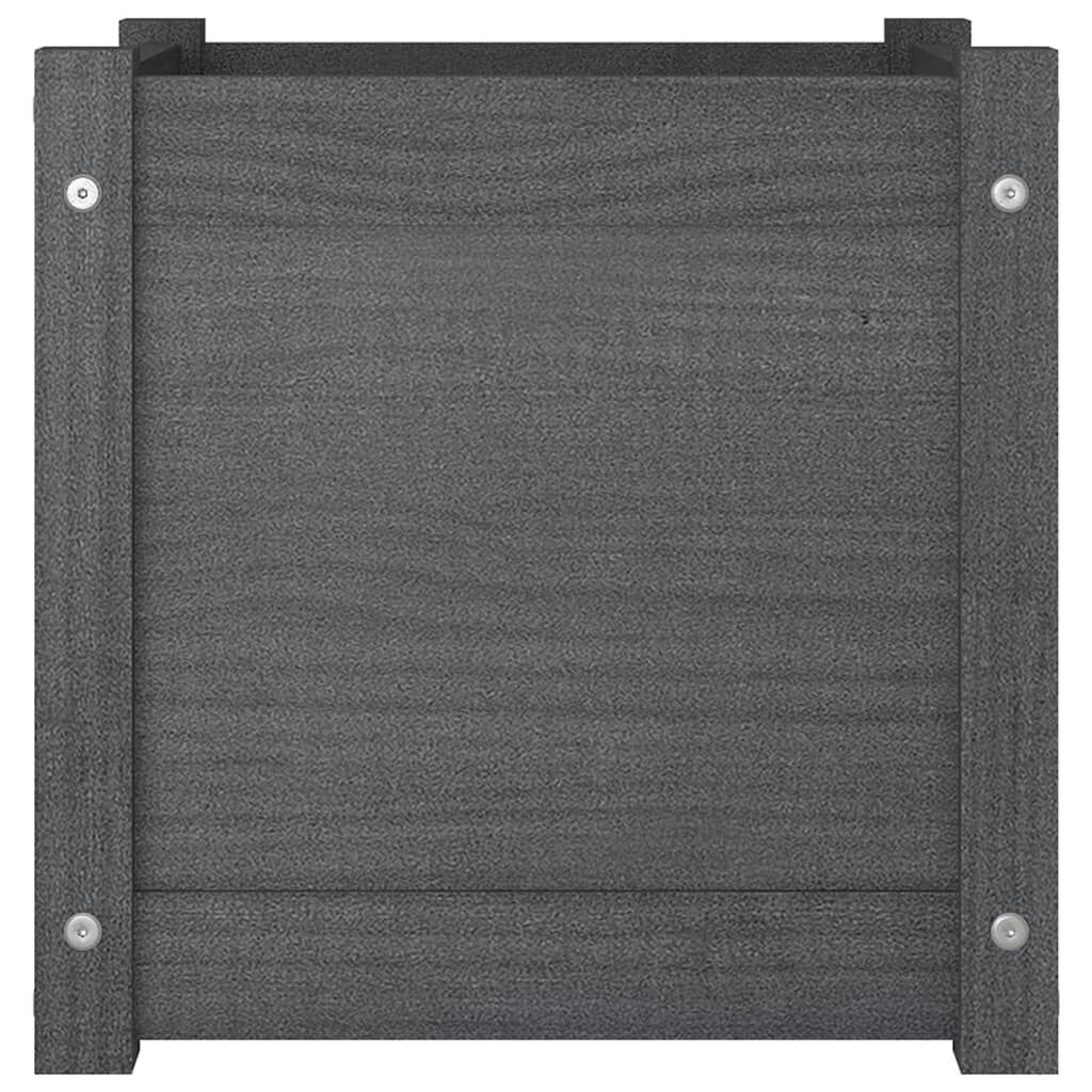 vidaXL Ζαρντινιέρα Γκρι 40 x 40 x 40 εκ. από Μασίφ Ξύλο Πεύκου