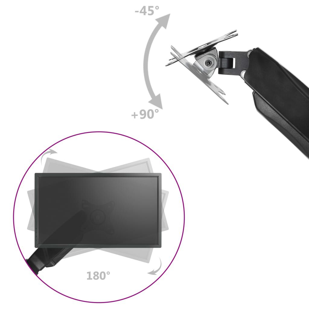 vidaXL Βάση Γραφείου Οθόνης/TV 13"-27" με Βραχίονα Πνευματ. Ελατηρίου