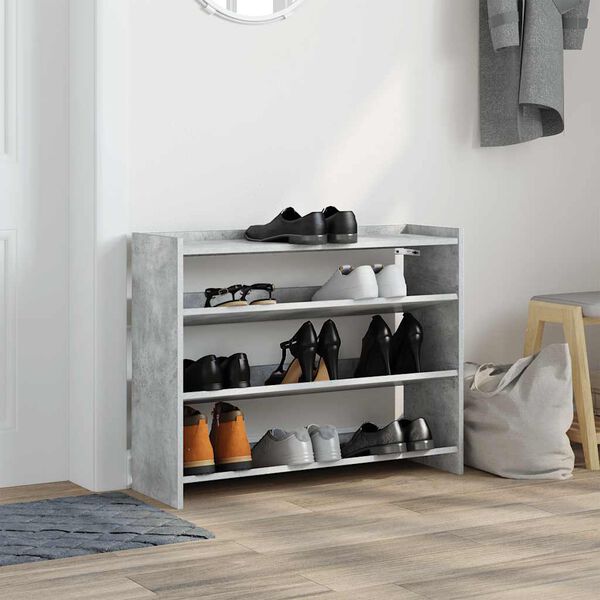 Ράφι παπουτσιών vidaXL Γκρι μπετόν 80x25x62 cm Κατασκευασμένο ξύλο