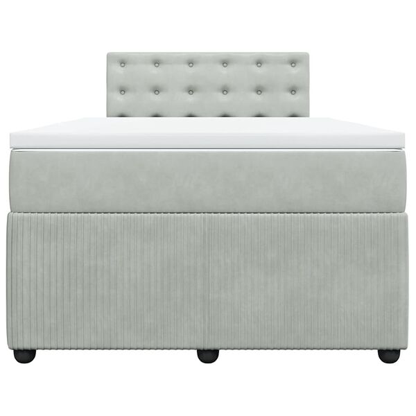 vidaXL Κρεβάτι Boxspring με Στρώμα Ανοιχτό Γκρι 120x190 εκ. Βελούδινο