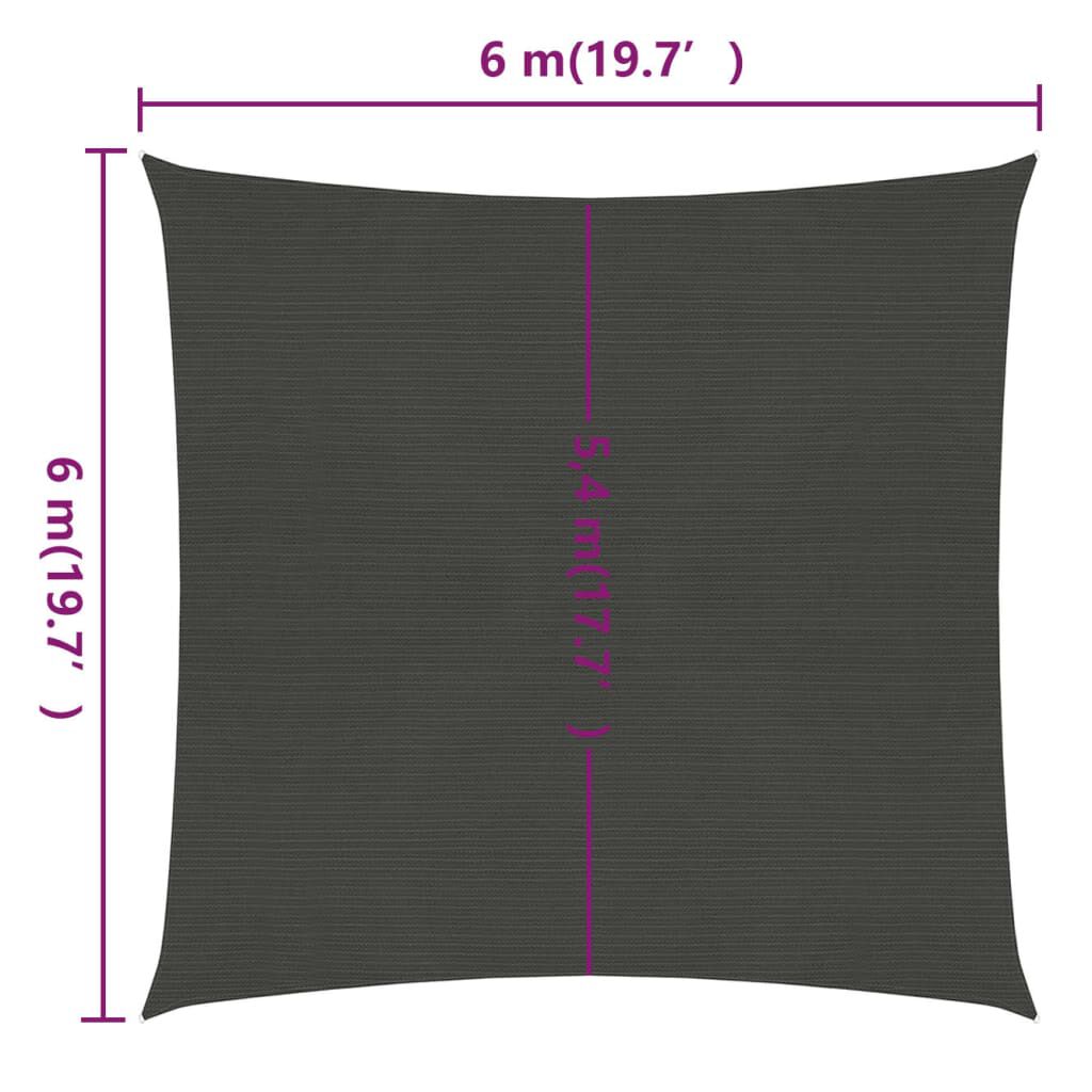 vidaXL Πανί Σκίασης Ανθρακί 6 x 6 μ. από HDPE 160 γρ./μ²