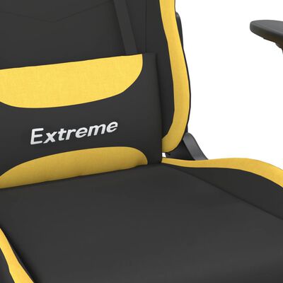 vidaXL Καρέκλα Gaming Μαύρη/Κίτρινο Ύφασμα με Υποπόδιο