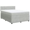 vidaXL Κρεβάτι Boxspring με Στρώμα Ανοιχτό Γκρι 140x190 εκ. Βελούδινο