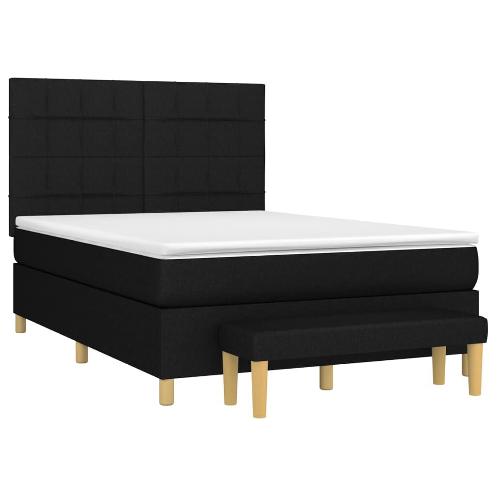 vidaXL Κρεβάτι Boxspring με Στρώμα Μαύρο 140x200 εκ. Υφασμάτινο