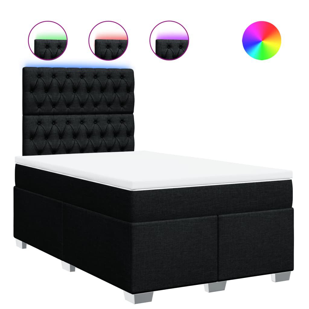 vidaXL Κρεβάτι Boxspring με Στρώμα Μαύρο 120x190 εκ. Υφασμάτινο