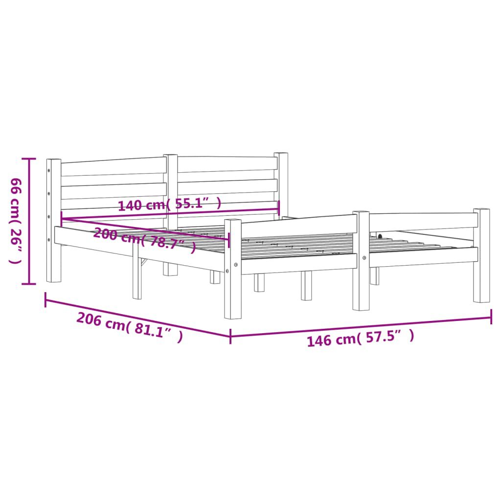 vidaXL Πλαίσιο Κρεβατιού 140 x 200 εκ. από Μασίφ Ξύλο Πεύκου
