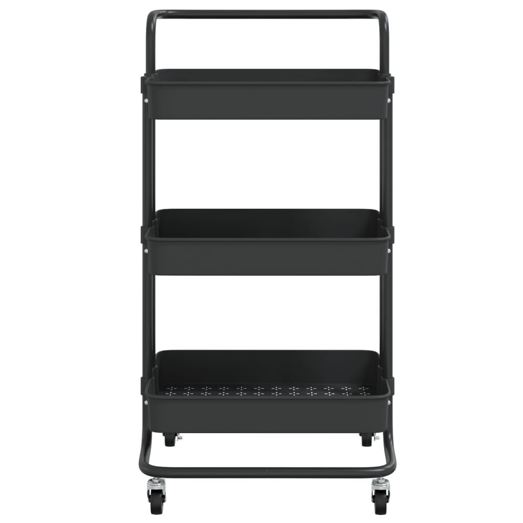 vidaXL Τρόλεϊ Κουζίνας 3 Επιπέδων Μαύρο 42 x 35 x 85 εκ. Σίδερο/ABS
