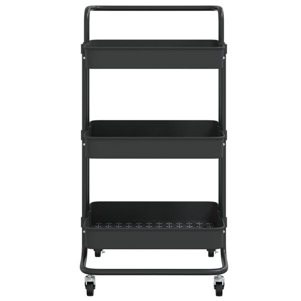 vidaXL Τρόλεϊ Κουζίνας 3 Επιπέδων Μαύρο 42 x 35 x 85 εκ. Σίδερο/ABS