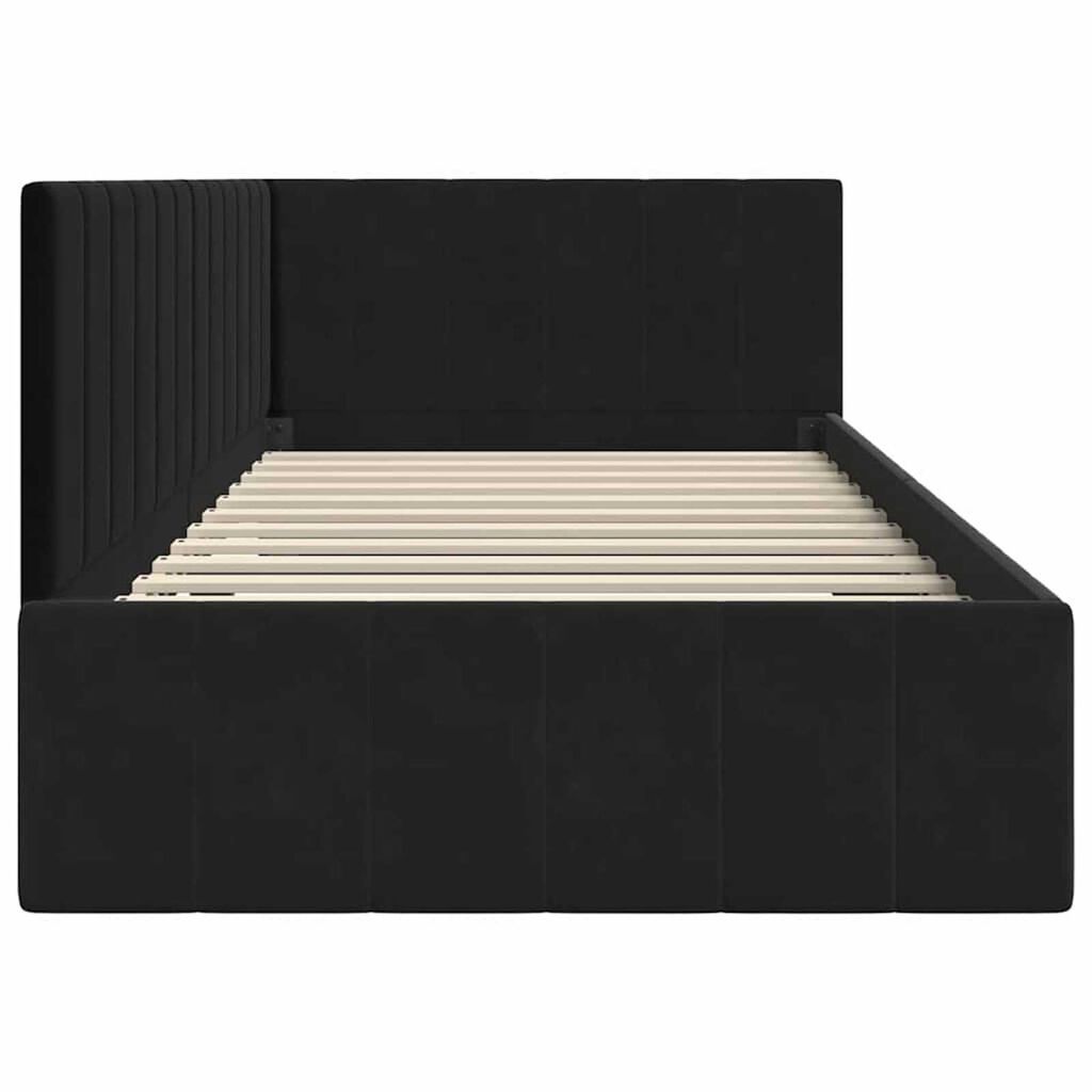 vidaXL Κρεβάτι Γωνίας με κεφαλάρι Μαύρο 90 x 190 cm Βελούδο