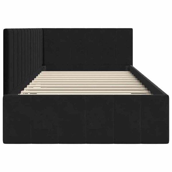 vidaXL Κρεβάτι Γωνίας με κεφαλάρι Μαύρο 90 x 190 cm Βελούδο