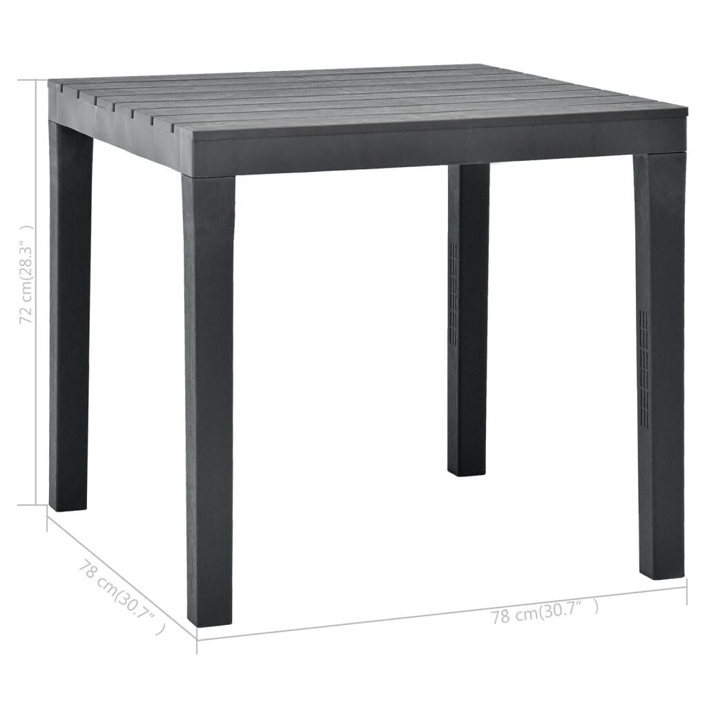 vidaXL Τραπέζι Κήπου Ανθρακί 78 x 78 x 72 εκ. Πλαστικό