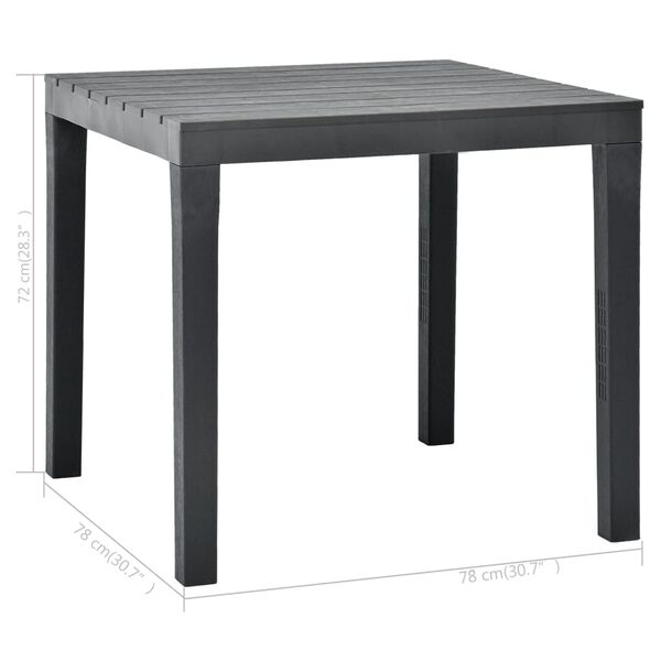 vidaXL Τραπέζι Κήπου Ανθρακί 78 x 78 x 72 εκ. Πλαστικό