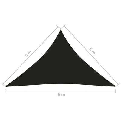 vidaXL Πανί Σκίασης Τρίγωνο Μαύρο 5 x 5 x 6 μ. από Ύφασμα Oxford