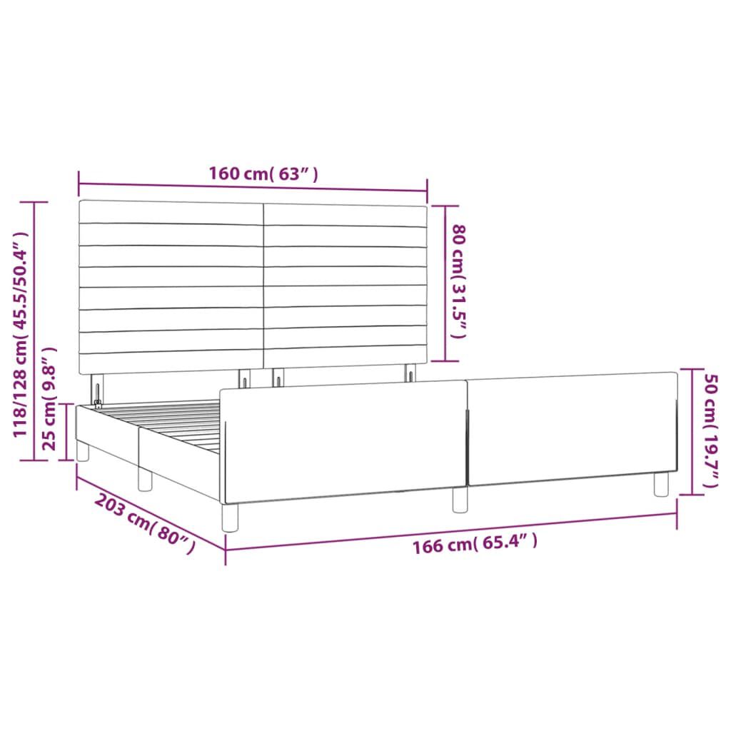 vidaXL Σκελετός Κρεβατιού Χωρίς Στρώμα Κρεμ 160x200 εκ. Υφασμάτινο