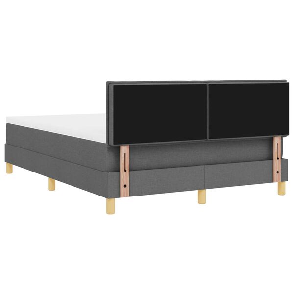 vidaXL Κρεβάτι Box Spring με Ματράκι & LED Σκούρο Γκρι 140x200 εκ Ύφασμα