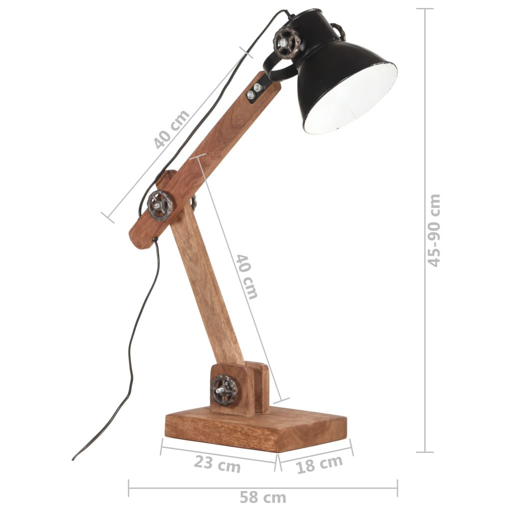 vidaXL Φωτιστικό Επιτραπέζιο Industrial Στρ. 25 W Μαύρο 58x18x90εκ Ε27