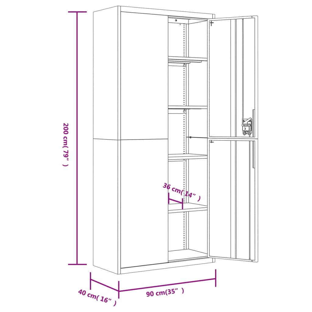 vidaXL Αρχειοθήκη Μαύρη 90 x 40 x 200 εκ. από Ατσάλι