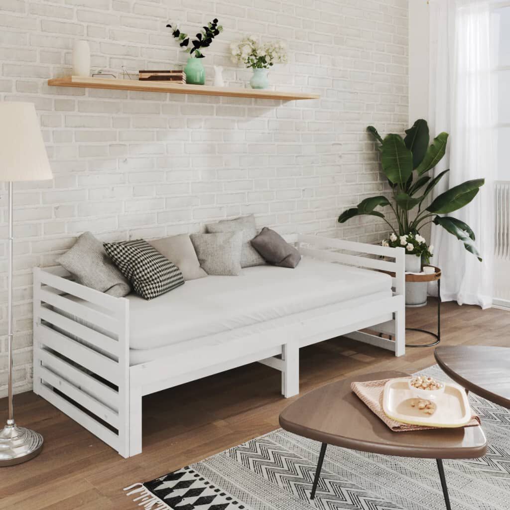 vidaXL Καναπές Κρεβάτι Λευκός 2 x (90 x 200) εκ. από Μασίφ Ξύλο Πεύκου