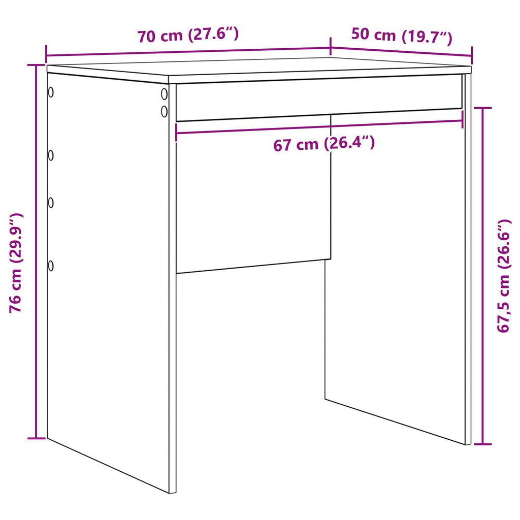 vidaXL Γραφείο Γραφής Γκρι τσιμέντου MDF 70 x 50 x 76 εκ. Απλό