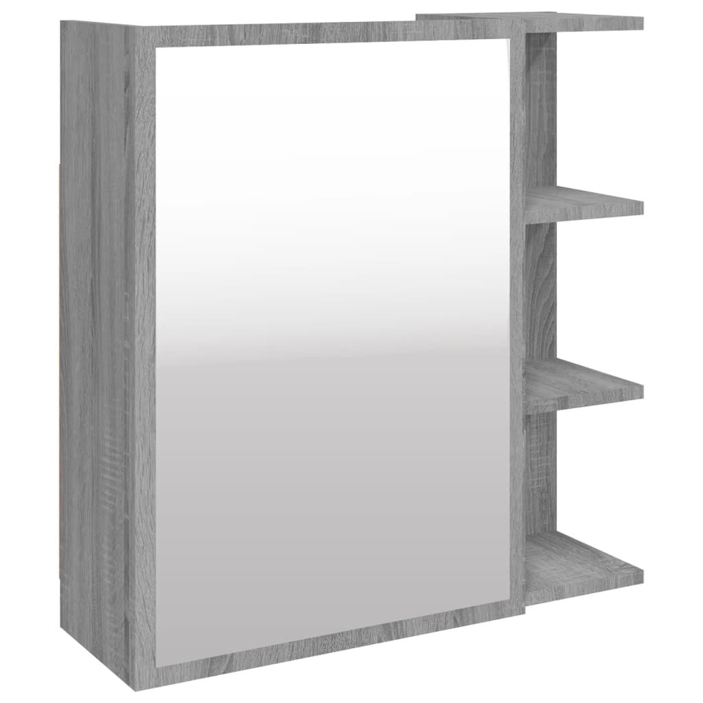 vidaXL Ντουλάπι Καθρέπτης Μπάνιου Γκρι Sonoma 62,5x20,5x64 εκ Επ. Ξύλο