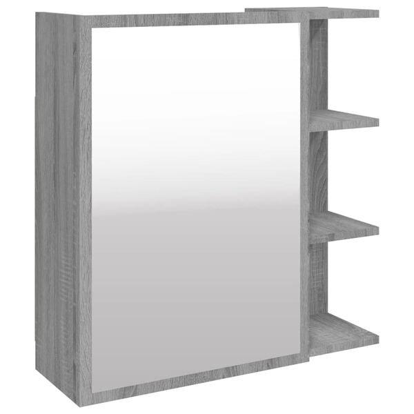 vidaXL Ντουλάπι Καθρέπτης Μπάνιου Γκρι Sonoma 62,5x20,5x64 εκ Επ. Ξύλο