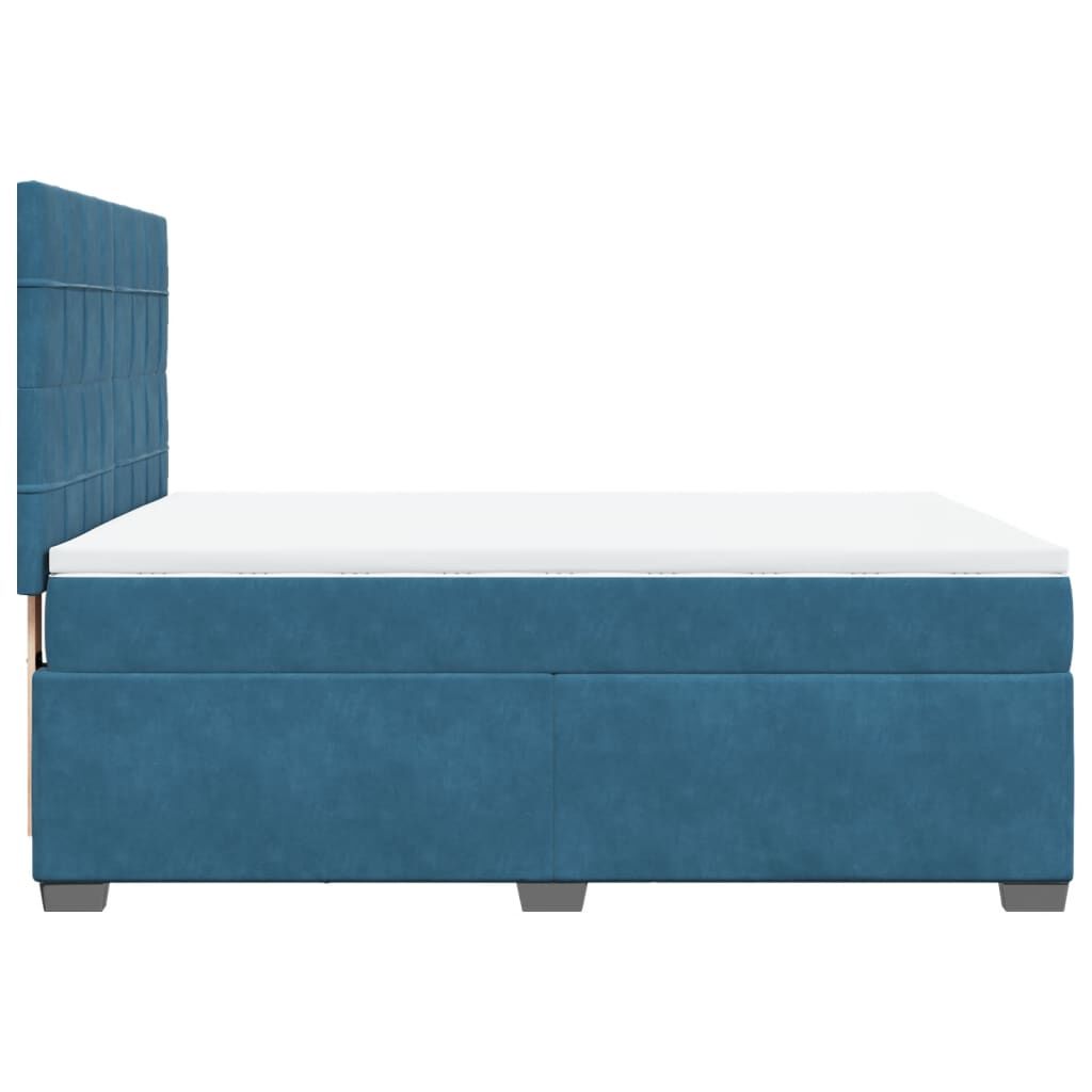 vidaXL Κρεβάτι Boxspring με Στρώμα Μπλε 140x200 εκ. Βελούδινο