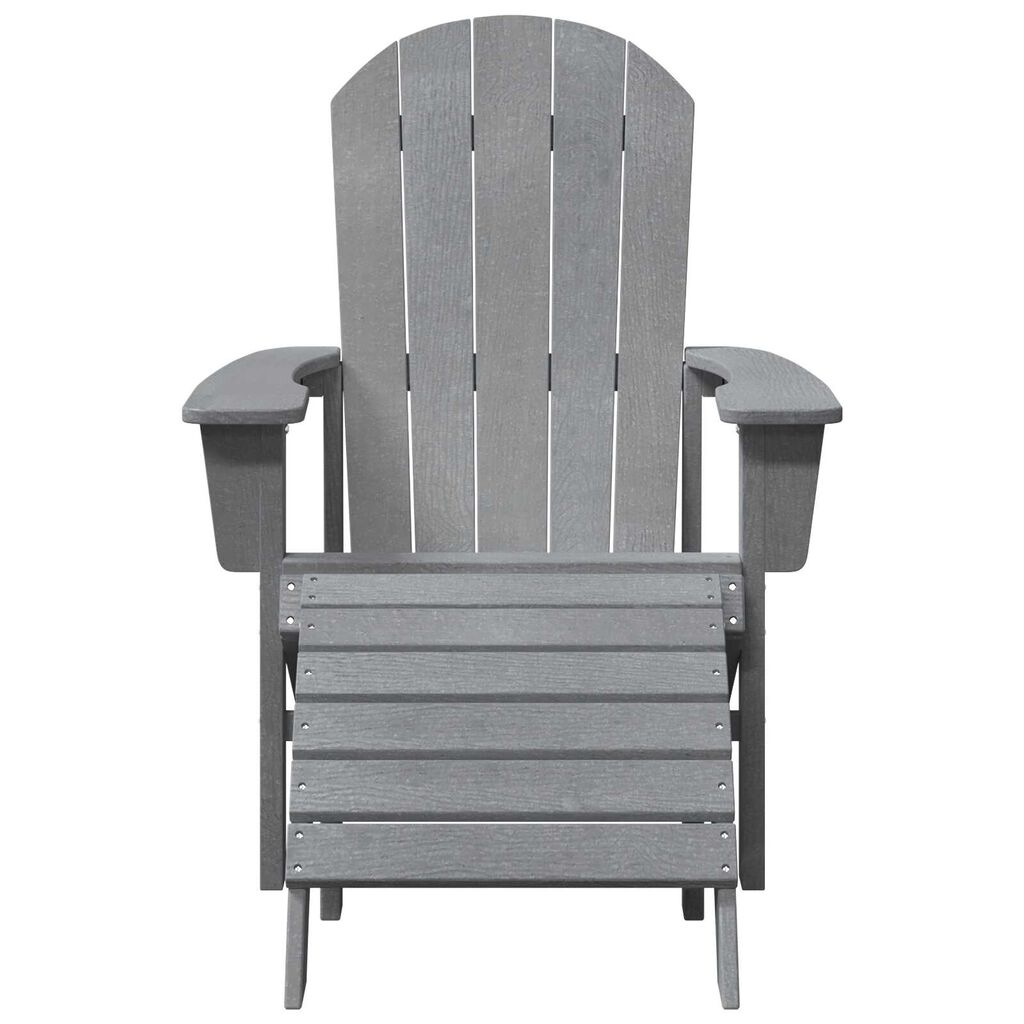 vidaXL Καρέκλα Adirondack με Υποπόδιο Ανοιχτό Γκρι HDPE
