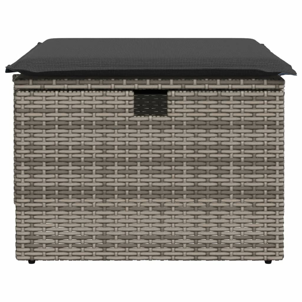 vidaXL Υποπόδιο Κήπου Γκρι 55x55x37 εκ. Συνθετικό Ρατάν με Μαξιλάρι