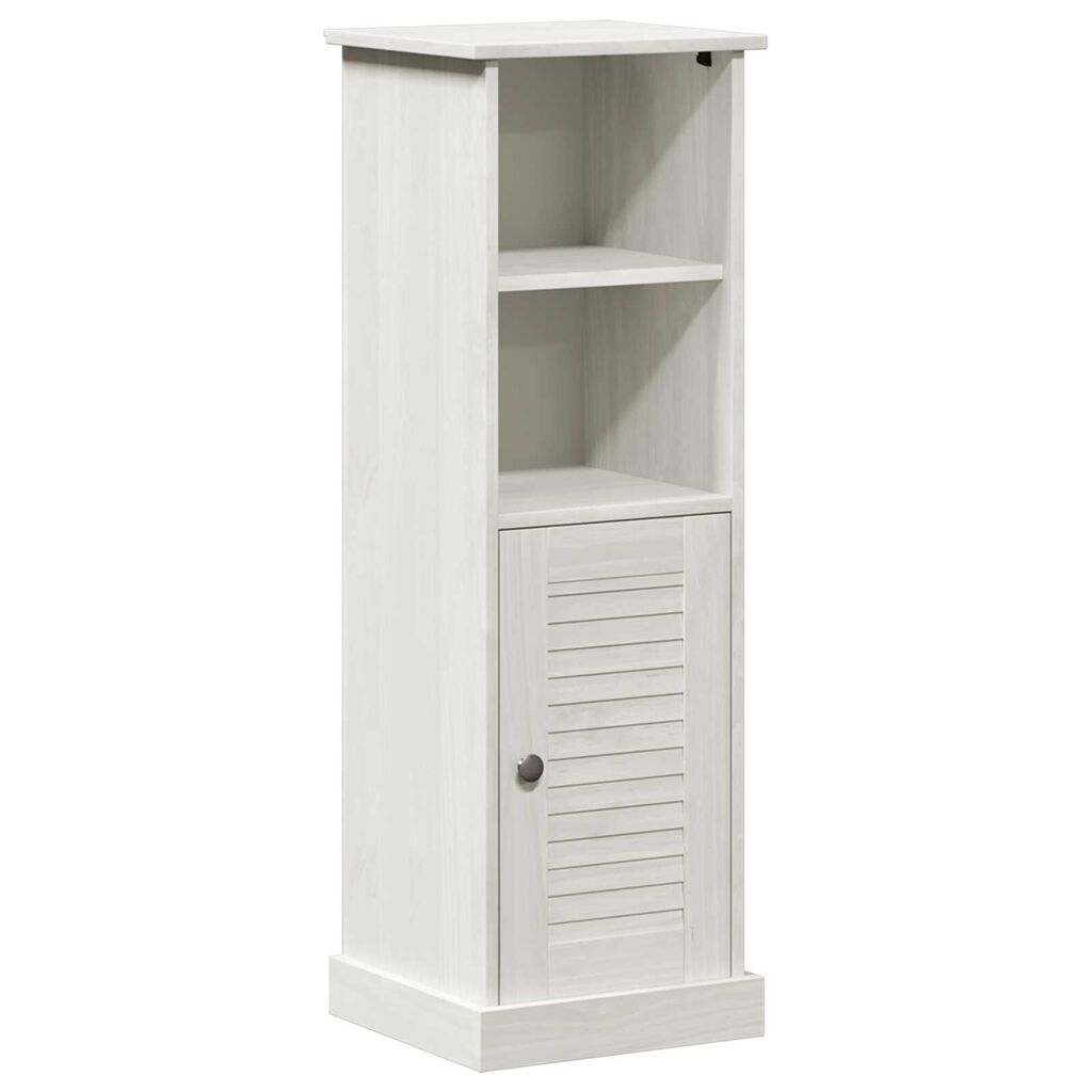 vidaXL Ντουλάπι Μπάνιου Λευκό 37 x 34 x 110 εκ Μασίφ ξύλο πεύκου
