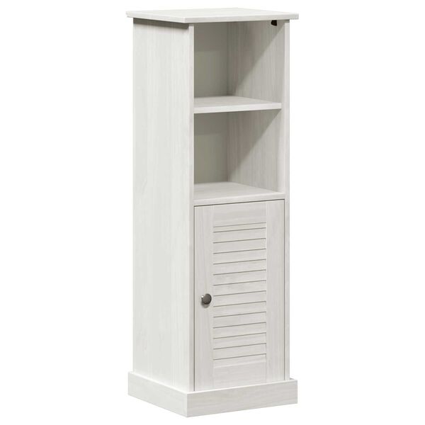 vidaXL Ντουλάπι Μπάνιου Λευκό 37 x 34 x 110 εκ Μασίφ ξύλο πεύκου