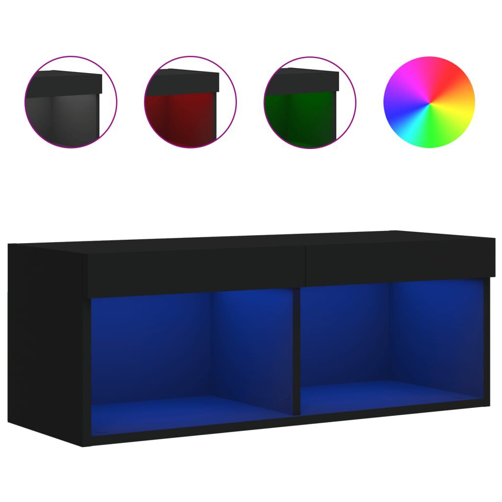 vidaXL Έπιπλο Τηλεόρασης με LED Μαύρο 80 x 30 x 30 εκ.