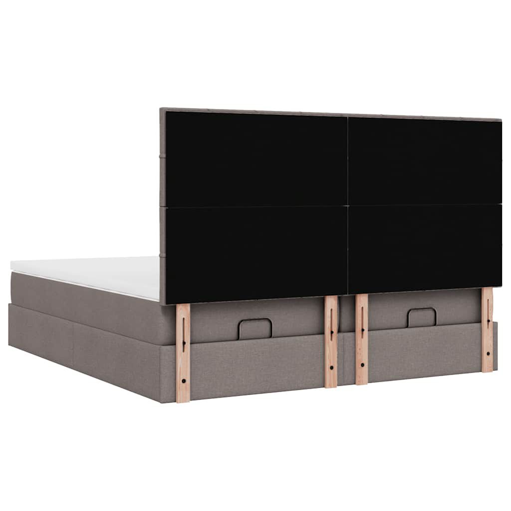 vidaXL Οθωμανικό κρεβάτι με στρώματα & LEDs Taupe 200x200cm ύφασμα