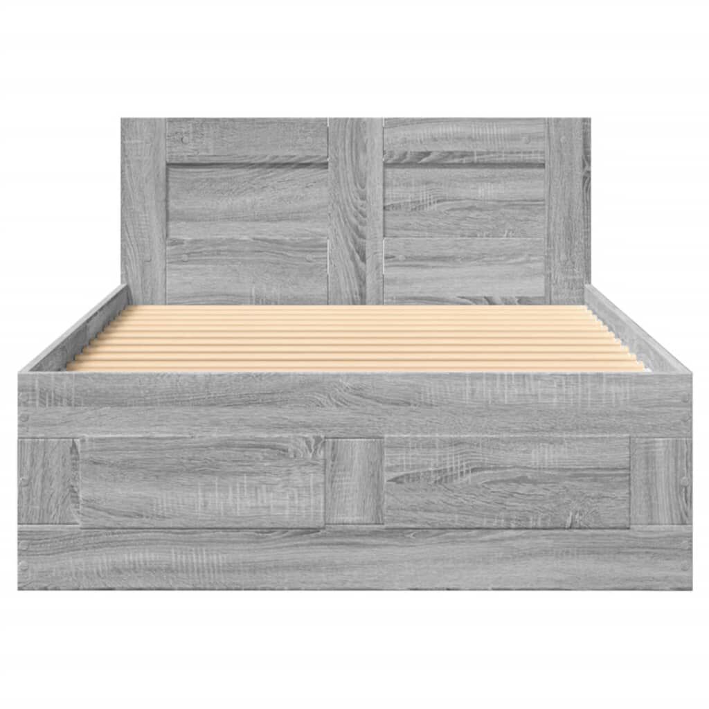 vidaXL Πλαίσιο Κρεβατιού με Κεφαλάρι Γκρι Sonoma 90x190 εκ. Επεξ. Ξύλο