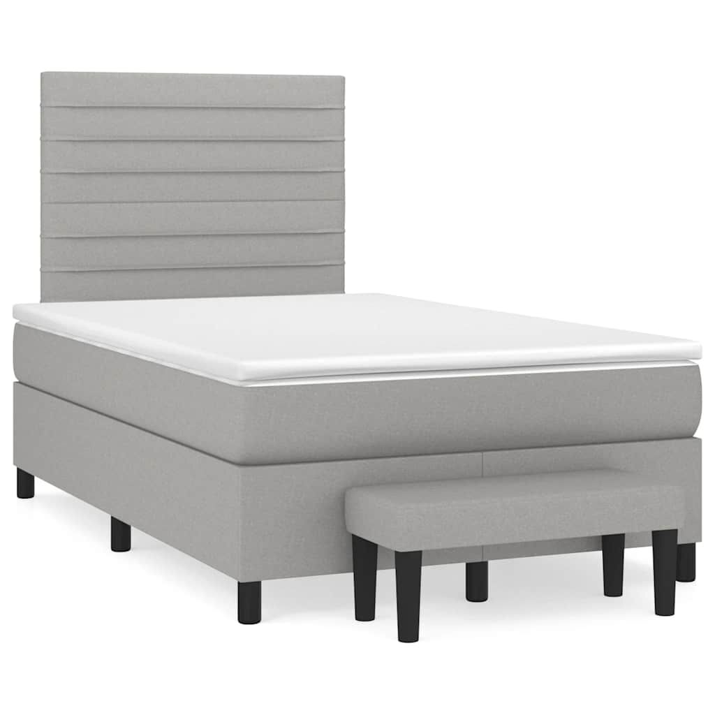 vidaXL Κρεβάτι Boxspring με Στρώμα Ανοιχτό Γκρι 120x190 εκ. Υφασμάτινο