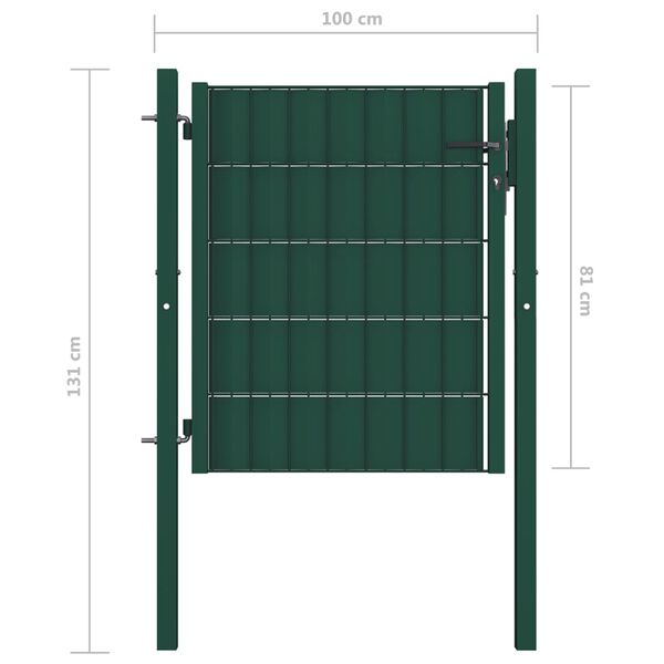 vidaXL Πόρτα Περίφραξης Πράσινη 100 x 81 εκ. από PVC / Ατσάλι