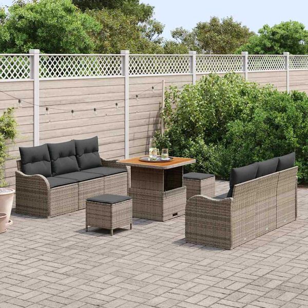 vidaXL Σετ Καναπέ Κήπου 9 pcs Γκρι συνθετικό ρατάν
