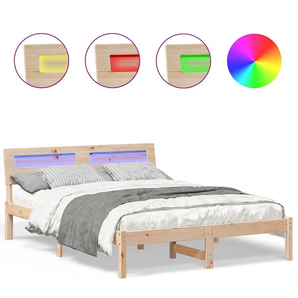 vidaXL Σκελετός Κρεβατιού Καφέ 135 x 190 cm Μασίφ ξύλο πεύκου