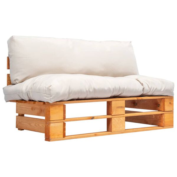 vidaXL Καναπές Κήπου Παλέτες Ξύλο Πεύκου με Μαξιλάρια Χρώμα Άμμου
