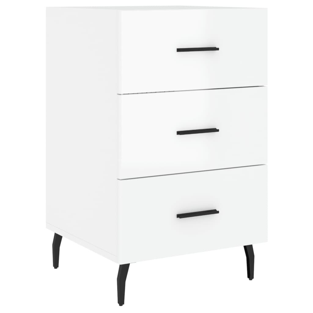 vidaXL Κομοδίνο Γυαλ. Λευκό 40 x 40 x 66 εκ. από Επεξεργασμένο Ξύλο