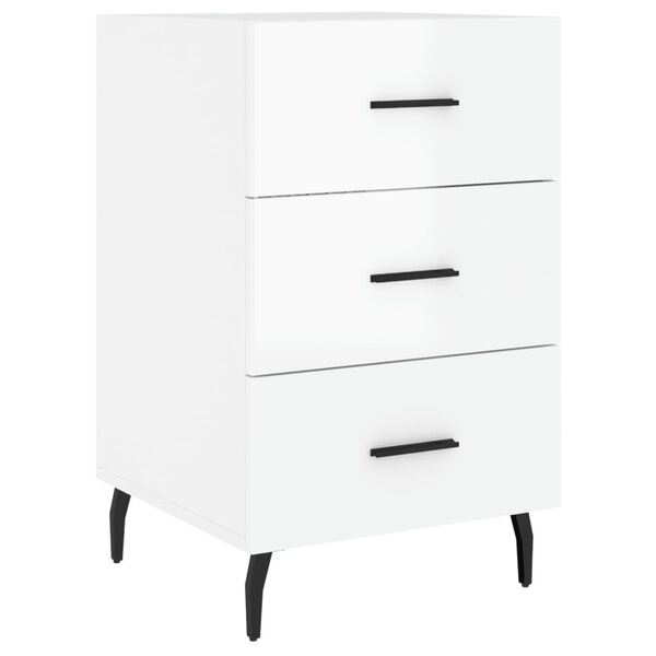 vidaXL Κομοδίνο Γυαλ. Λευκό 40 x 40 x 66 εκ. από Επεξεργασμένο Ξύλο