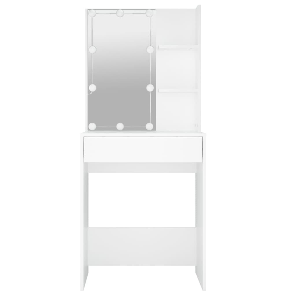 vidaXL Μπουντουάρ με LED Λευκό 60x40x140 εκ.